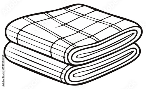 Two neatly folded plaid blankets stacked for warmth and comfort illustration
