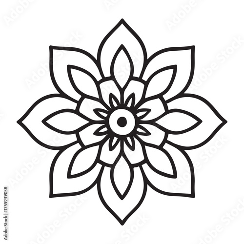 Geometric Mandala Design Element Black White Line Art Illustration