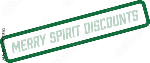 MERRY SPIRIT DISCOUNTS prominently displayed in green textured font within a clean white rectangle