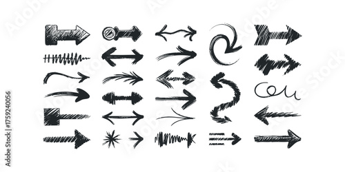 Hand Drawn Arrow Collection Various Styles on White