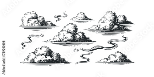Hand Drawn Clouds and Smoke Wisps Collection