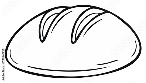Outline loaf of bread illustration in black and white for coloring pages