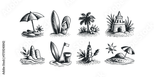 Beach Vacation Summer Fun Elements Collection