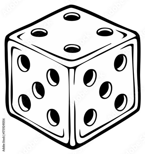 Graphic Dice Illustration Showing One Two Four Game Chance Luck Board Vector
