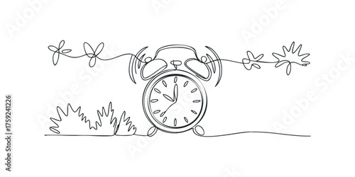 Alarm clock with abstract floral and leafy elements