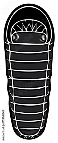 Simple graphic illustration of a sleeping bag for camping and outdoor adventures