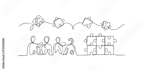 Teamwork and problem solving with puzzle pieces