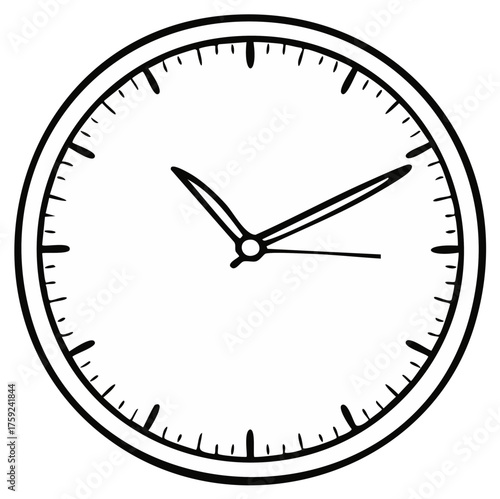 Illustration of an analog clock showing the time approximately at ten after one