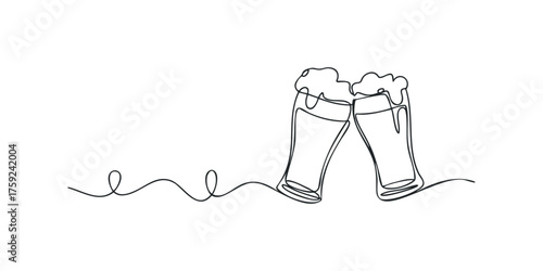 Two glasses of beer with foam clinking together