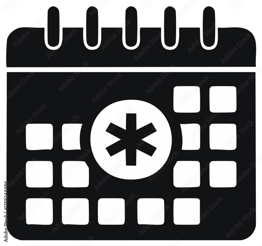 Obraz premium Calendar icon with medical asterisk symbol. Schedule appointment concept.