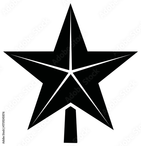 Bold black five pointed star shape with internal lines symbolizing achievement or excellence