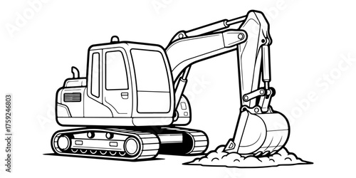 Chibi Excavator Coloring Page
