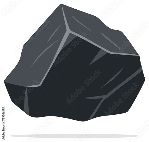 Black lump of coal vector illustration isolated graphic of fossil fuel and carbon energy resource