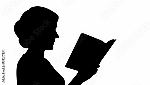 Silhouette of woman engrossed in reading a captivating novel, lost in thought and enjoying her literary escape