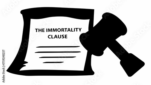 Enforce the immortality clause with this gavel and contract, a symbolic legal agreement for eternal life