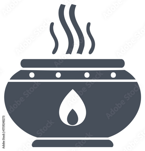 Stylized incense burner emitting fragrant smoke with a visible flame illustration for spiritual ceremonies