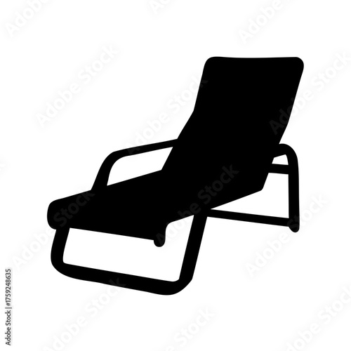 Isolated vector silhouette of a reclining lounge chair for relaxation purposes