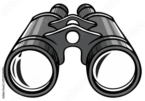 Illustration of binoculars for viewing or seeking, perspective, search or exploring