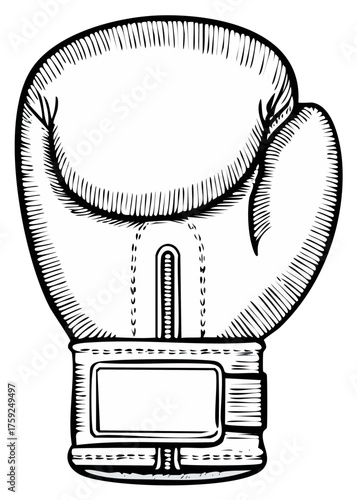 Vintage Boxing Glove in Outline Style Illustration