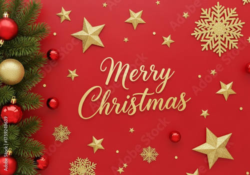 red christmas background. Merry Christmas card. christmas greeting card. Merry Christmas banner. Merry Christmas and Happy New Year holiday background or banner. Festive Merry Christmas text design .