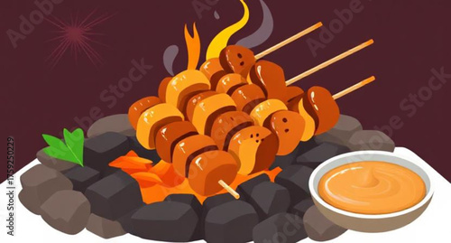 malaysian satay vector