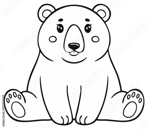Adorable Bear Illustration Line Art for Coloring Pages or Children's Books
