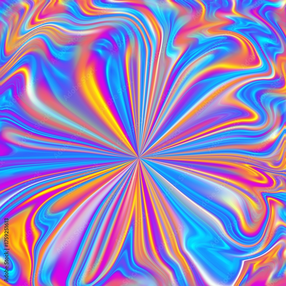 Obraz premium Abstract energy burst pattern in blue and purple tones Abstract radial burst pattern in blue, purple, and gold tones, symbolizing motion, light, and futuristic energy.