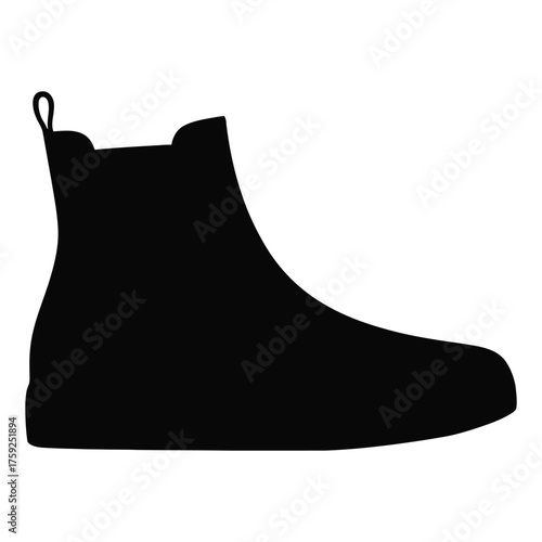 Women's Casual High Top Elastic PU Leather Boots Silhouette, Vector, Illustration