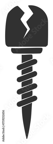 Damaged screw icon with a cracked head symbolizing failure or a defect