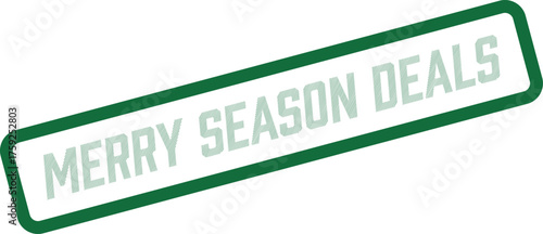 Vibrant Green Merry Season Deals Marketing Stamp for Festive Holiday Sales and Offers