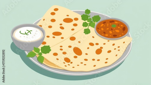 parattta indian food vector