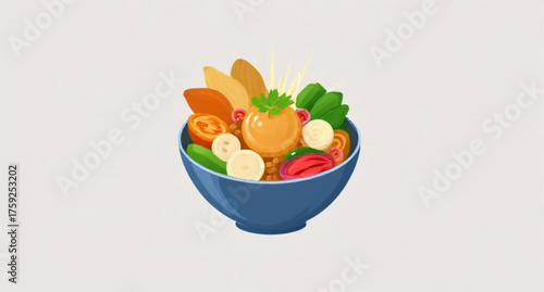 A colorful bowl of fresh, healthy vegetables like carrots and tomatoes makes a great vegetarian salad meal vector