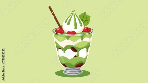 Fresh sweet strawberry and cherry ice cream dessert in a glass vector