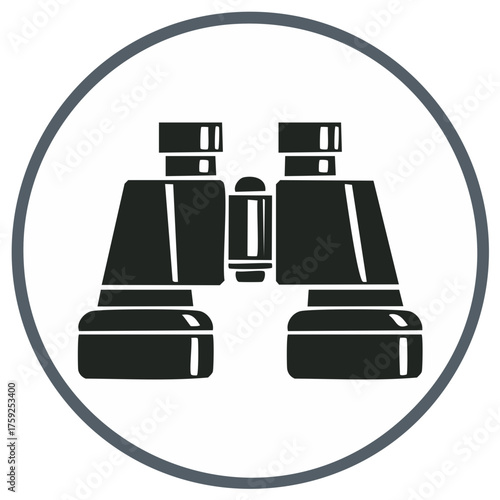 Binoculars Icon Illustration for Exploration, Travel, or Discovery Activities in a Circular Frame Isolated