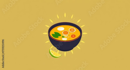 Fried egg in a hot pan with a vector illustration of an Easter egg on a flat abstract background design vector