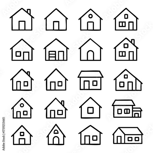 House Home Line Icons Set Design