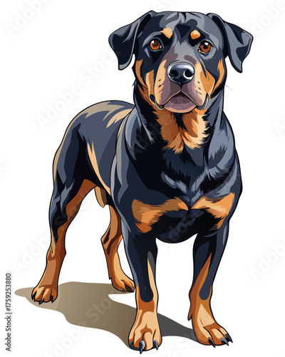 rotweiler dog,full body , real print Style, white background	