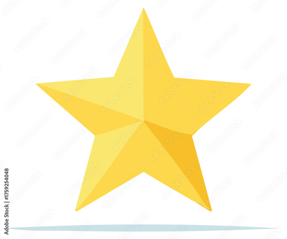 Obraz premium Yellow five-pointed star graphic, isolated. Simple award symbol for business, success or celebration.