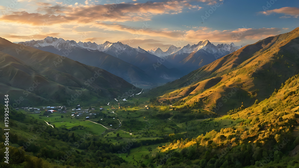 Naklejka premium both on the river with hill