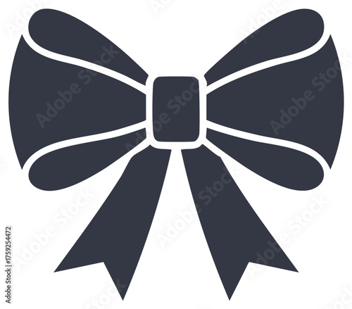 Dark Gray Bow Tie Silhouette with White Outline Decorative Element
