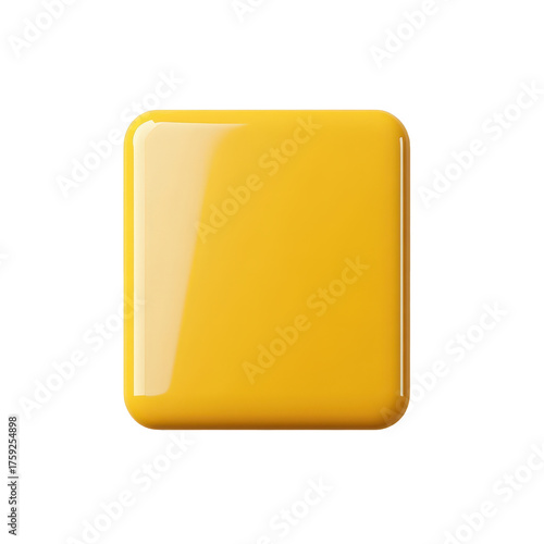 Vibrant Yellow Glossy Square Shape on a Transparent Background