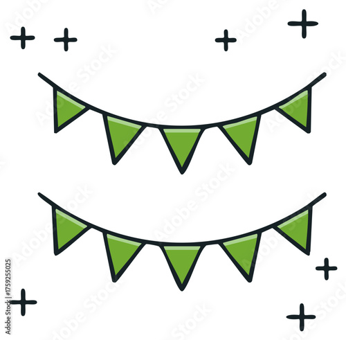 Cartoon Party Bunting Flags Decoration Illustration