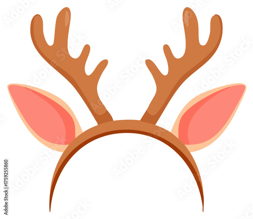 Festive Reindeer Antler and Ear Headband Holiday Costume Accessory Design Element