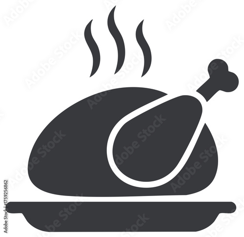 Steaming Roasted Chicken Icon on Serving Platter