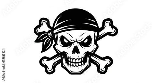 Skull with crossbones, a symbol of piracy, danger, and rebellion, evoking a sense of adventure and the unknown
