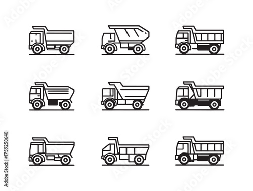 Dump Truck line art powerful hauling equipment