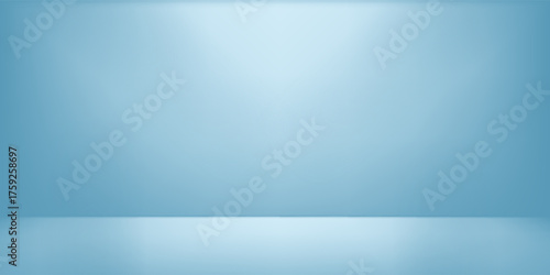 Blue white gradient empty studio room backdrop wallpaper abstract background blurred. use for showcase or product your. copy space for text