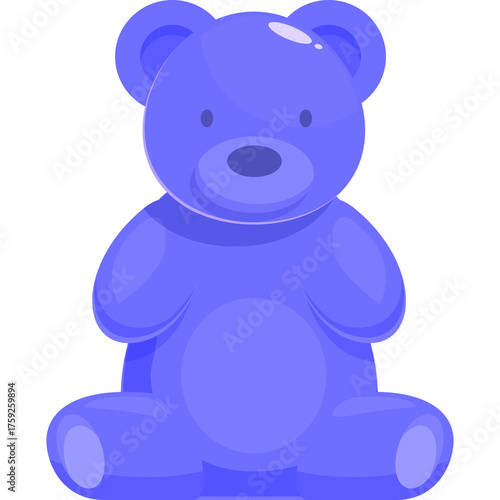 A Blue Gummy Bear Toy Sitting On A White Background With A Transparent Background Effect