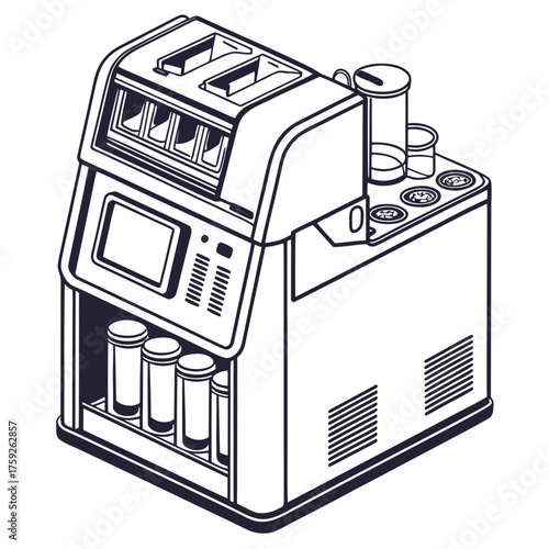 Creative PCR Machine Vector Illustration | Clean and Modern Design for Genetic Testing, Molecular Biology, and Medical Laboratory Projects	