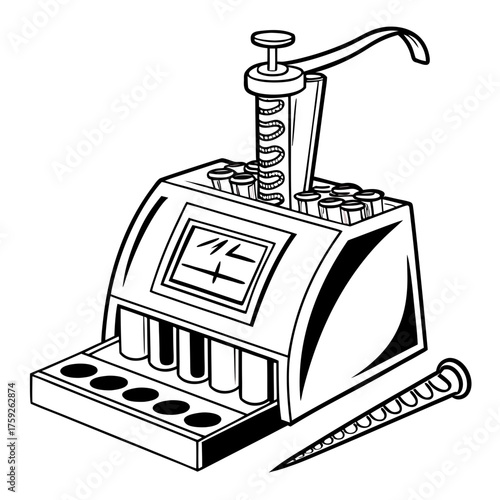 Creative PCR Machine Vector Illustration | Clean and Modern Design for Genetic Testing, Molecular Biology, and Medical Laboratory Projects	